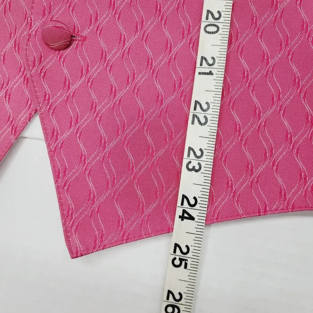 Mens Hot Pink Wavy Pattern Tuxedo Vest Formal Wedding Prom Brandon Michael Sz M